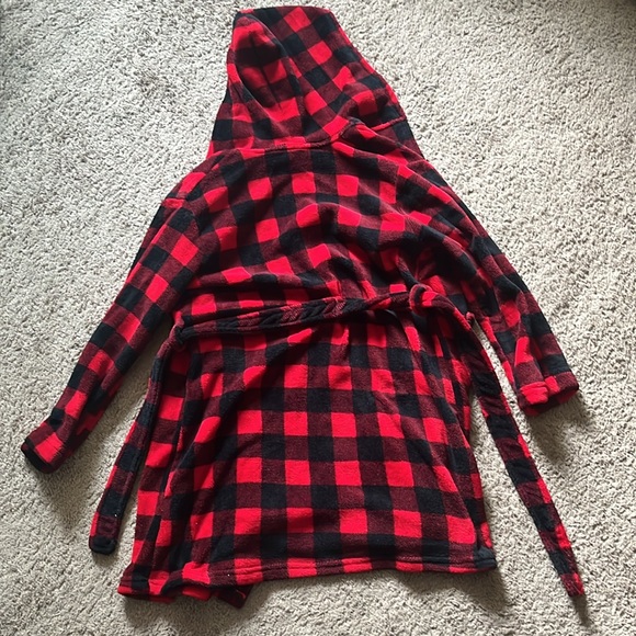 Hooded Plaid Kids Robe - Picture 3 of 3